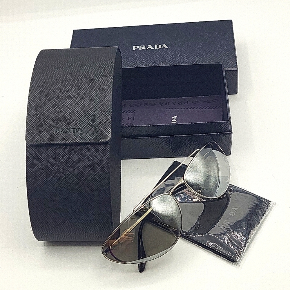 Prada Silver lens sunglasses with case and box